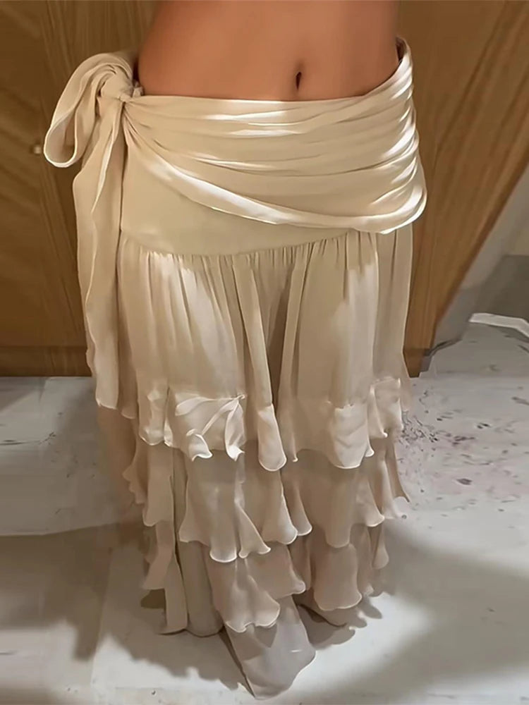 Ruffle tiered maxi skirt